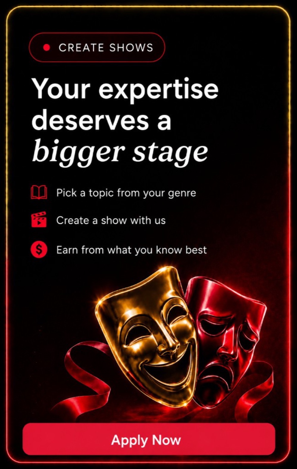 Create Shows — Your expertise deserves a bigger stage