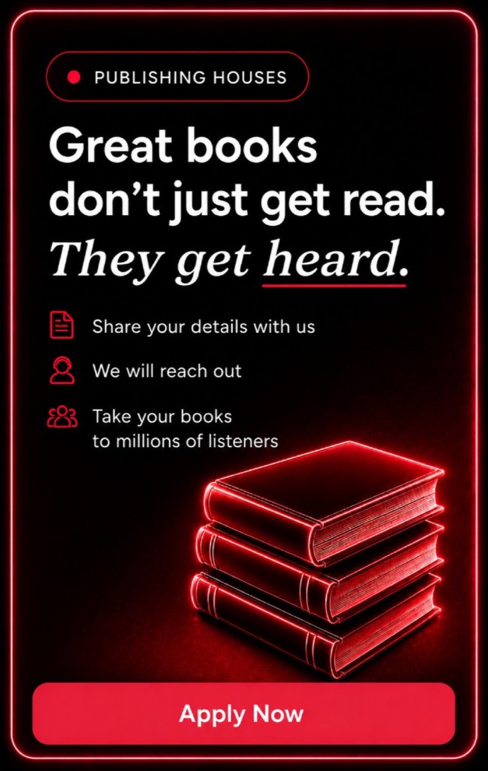 Publishing Houses — Great books don't just get read, they get heard