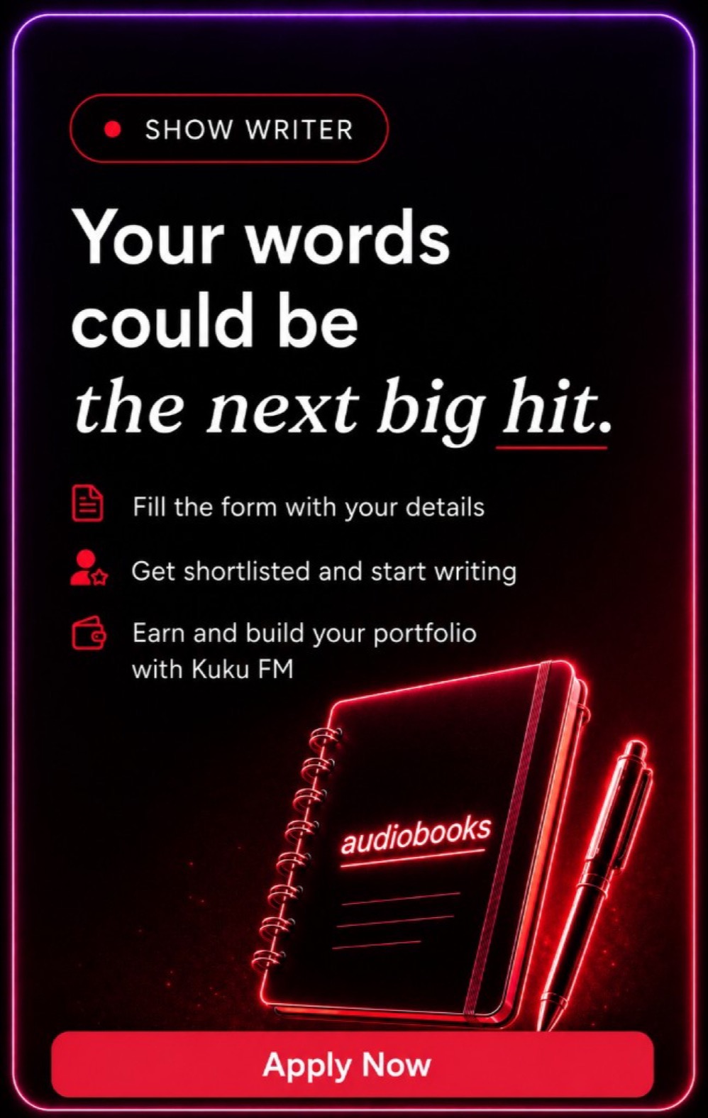 Show Writer — Your words could be the next big hit